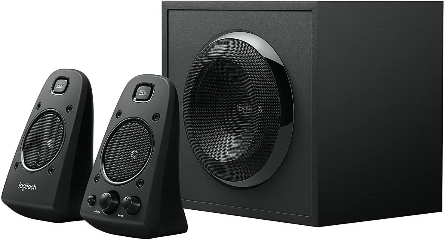 Logitech 980-000403 Lautsprechersystem Mit Subwoofer, THX Audio Zertifiziert, 400 Watt Spitzenleistung, Starke Bässe, Multi-Geräte PC / PS4 / Xbox / TV / Handy / Tablet, Schwarz, 3,5 Mm Eingänge