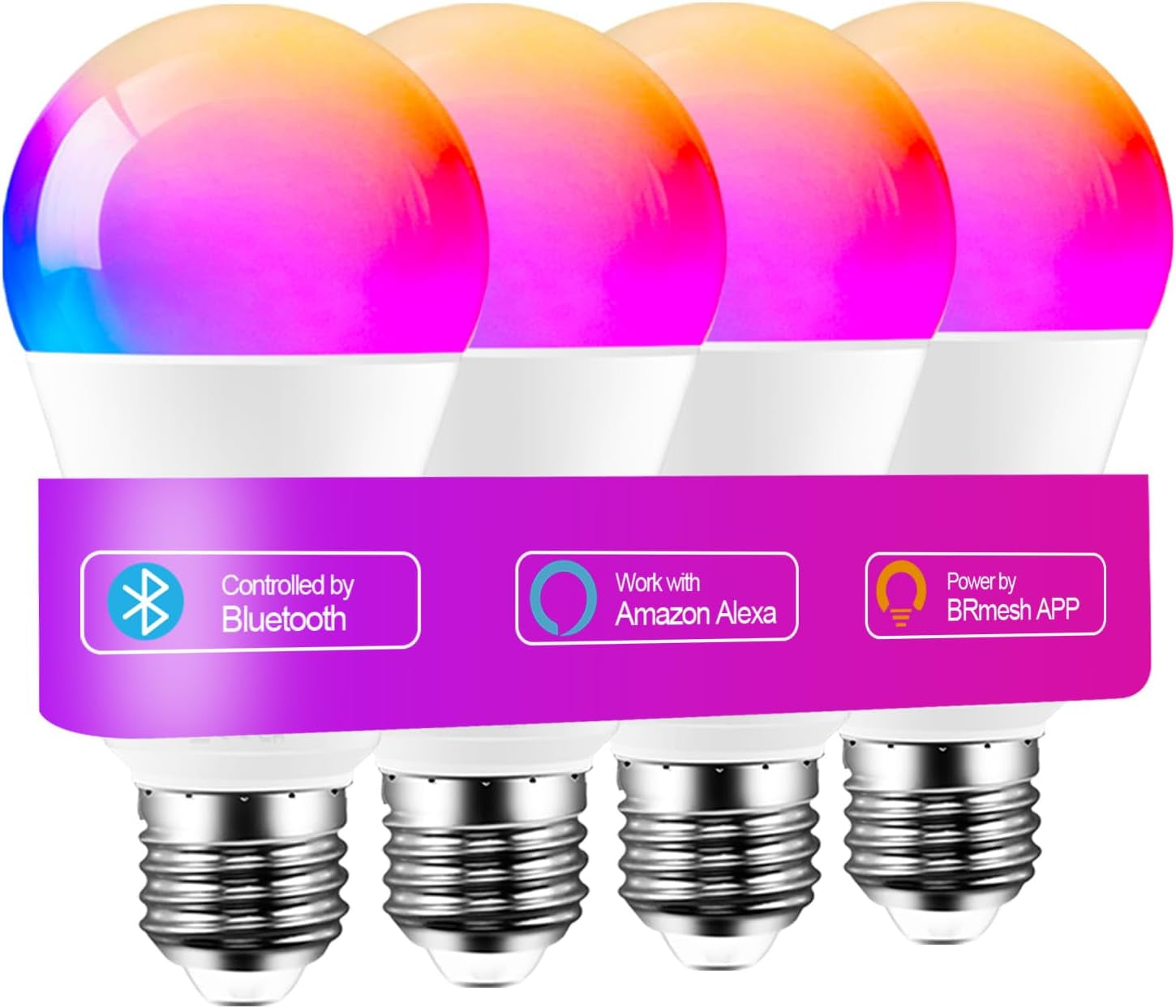 Ilc Alexa-Glühbirnen, Funktioniert Mit Alexa (Echo-Geräte Erforderlich), 12 W E27 Schraube, LED, Smart-Glühbirne, Farbwechsel, Farbtemperatur, Abstimmbar, 2700 K-6000 K + RGB (4 Stück)