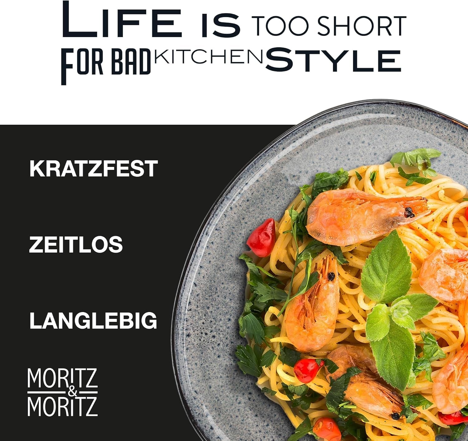 Moritz & Moritz ORGANIC 18-Teiliges Geschirrset 6 Personen Grau - Elegantes Teller Set Aus Hochwertigem Steinzeug - Geschirr Set 6 Personen Aus 6X Dinnerteller, 6X Dessertteller, 6X Suppenteller