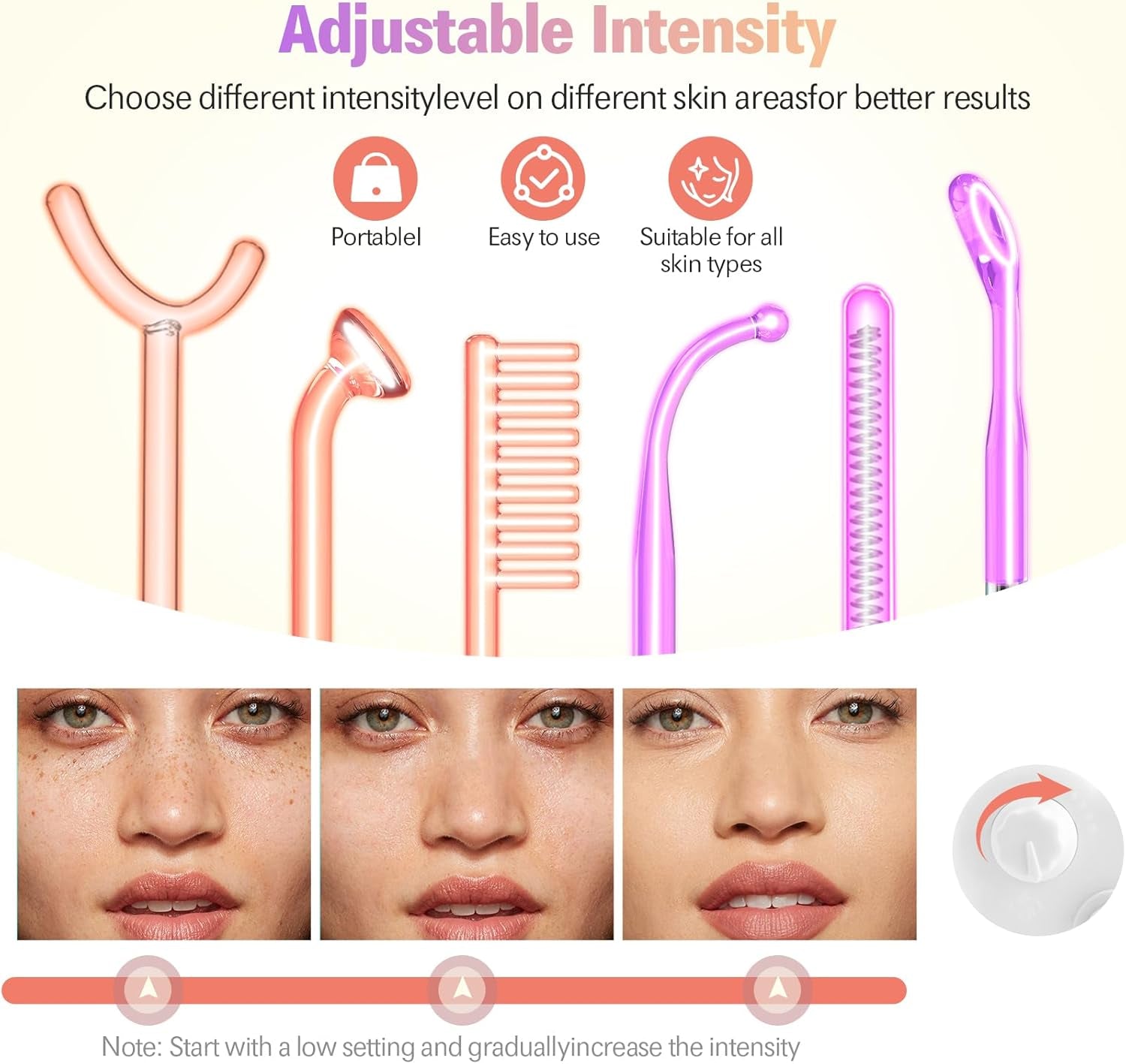 Hochfrequenz Gesichtsmaschine 6 PC, Neongasstäbe Und Argongasstäbe Schönheitsgerät Für Die Hautpflege, Aknebehandlung, Hautstraffung, Faltenreduzierung, Gesichtsreiniger