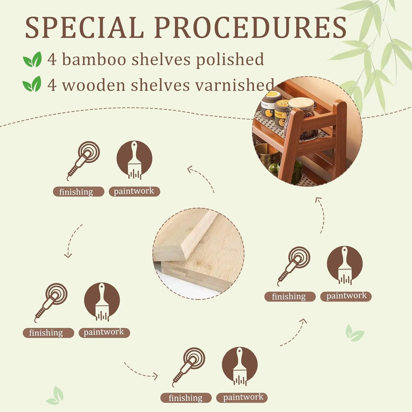 Küchen Organizer 3 Tiers Bambus Nachahmung Rattanweberei Deko Küche,Gewürzregal Stehend Küche Aufbewahrung & Organisation Kaffeepads Aufbewahrung, Tee, Tassenhalter (Braun 40 * 18 * 39)