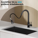 Wasserhahn Küche Schwarz, SEMANEY Hochdruck Küchenarmatur Ausziehbar, 3 Funktionen Einhebel Spültischarmatur Küche, 360° Schwenkbar Armatur Mischbatterie Küche, Edelstahl