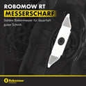 ROBOMOW RT300 Robotermäher/Rasenroboter Für Flächen Bis 300 Qm | 4,3 Ah; 18Cm Schnittbreite; Einfache Installation, Selbstreinigend Und Inkl. Schwimmendem Mähdeck, Mulchreiniger