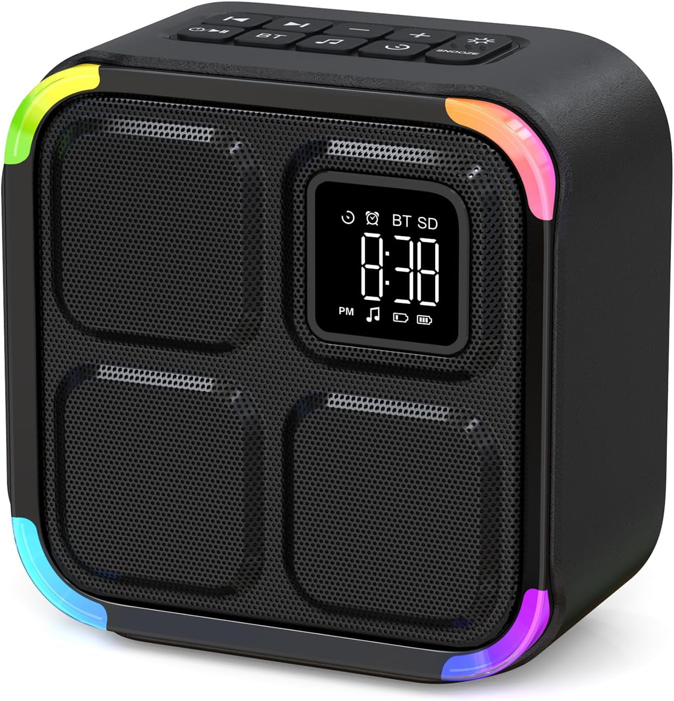 Bluetooth Lautsprecher Mit Wecker 30 Natural Sounds | 5-In-1: Nachtlicht, Tischuhr, Schlaf Timer, LED Lichtshow, Lange Akkulaufzeit, Geschenk Für Frauen Und Männer, Mädchen Und Junge