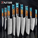 XITUO 1-9Pcs Damascus Chef Knife Razor Sharp Japanese Knife For Kitchen Cuisine Meat Cut Kiritsuke Nakiri Peeling Cooking Knife