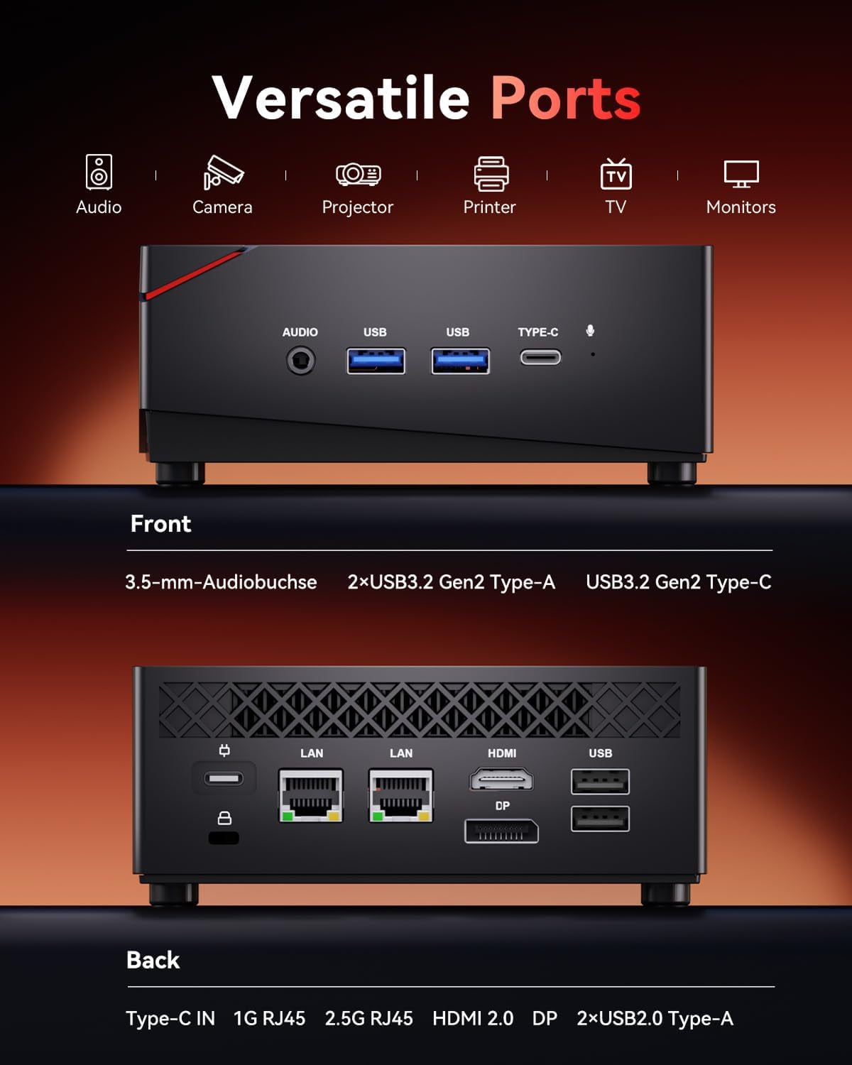 Nipogi AM06 PRO Mini PC АMD Ryzen 7 7730U(8C/16T, Bis Zu 4,5 Ghz), 32 GB DDR4 1024 GB M.2 SSD Mini Desktop Computer Wifi 6, 4K-Dreifachdisplay, Dual-Lan, DP/HDMI 2.0/Typ-C