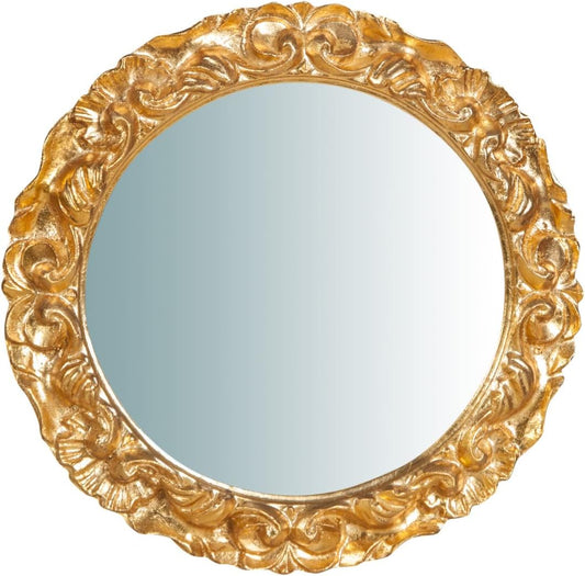 BISCOTTINI INTERNATIONAL ART TRADING Wandspiegel Für Badezimmer Und Schlafzimmer 42 X 42 X 4 Cm | Wandspiegel Mit Haken | Goldspiegel