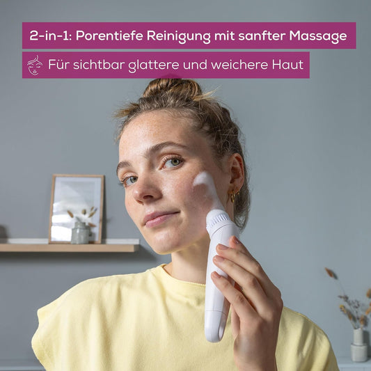 Beurer FC 45 Gesichtsbürste, Tiefenreinigung Für Spürbar Weichere Haut, 2-Stufige Rotation Für Jeden Hauttyp, Wasserfest, Weiß