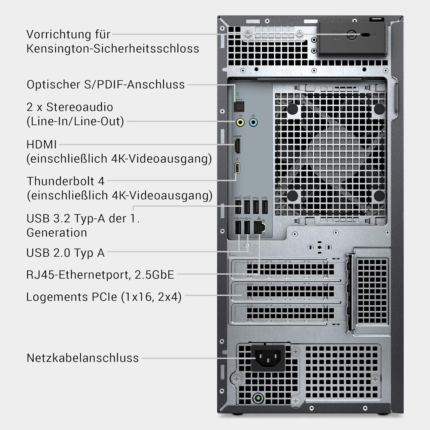 Dell Tower plus EBT2250 Desktop-Pc - Intel Core Ultra 7 Series 2, 16GB RAM, 1TB SSD, NVIDIA Geforce RTX 5060, Wi-Fi 7, HDMI, Thunderbolt 4, Mcafee Business Protection 1 Jahr, Windows 11 Pro, Graphit