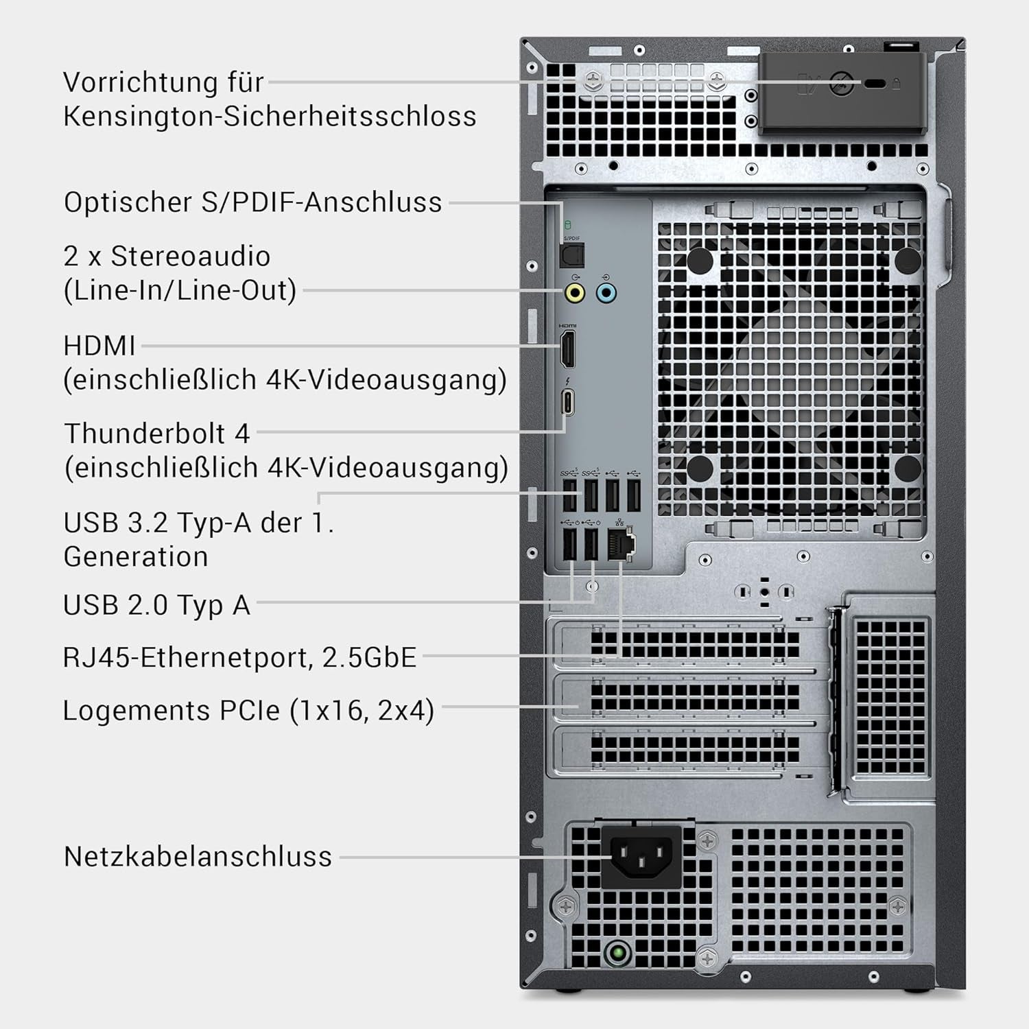 Dell Tower plus EBT2250 Desktop-Pc - Intel Core Ultra 7 Series 2, 16GB RAM, 1TB SSD, NVIDIA Geforce RTX 5060, Wi-Fi 7, HDMI, Thunderbolt 4, Mcafee Business Protection 1 Jahr, Windows 11 Pro, Graphit