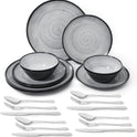 24PCS Melamin Geschirrset Für 4 Personen, Campinggeschirr Teller Set - Tafelservice Für Outdoor & Indoor