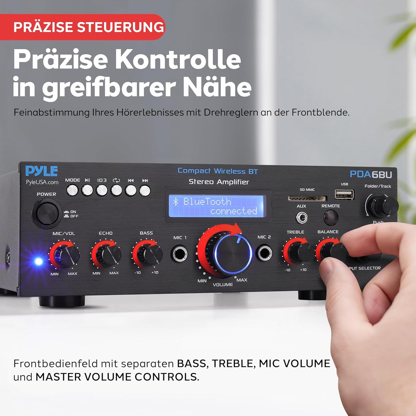 Pyleusa Home Audio Amplifier Home Theater Power Stereo Receiver, Surround Sound, PDA6BUEU