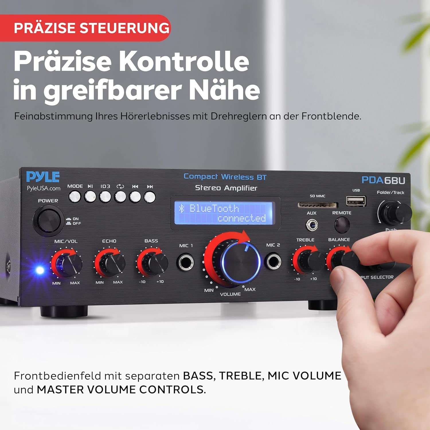 Pyleusa Home Audio Amplifier Home Theater Power Stereo Receiver, Surround Sound, PDA6BUEU