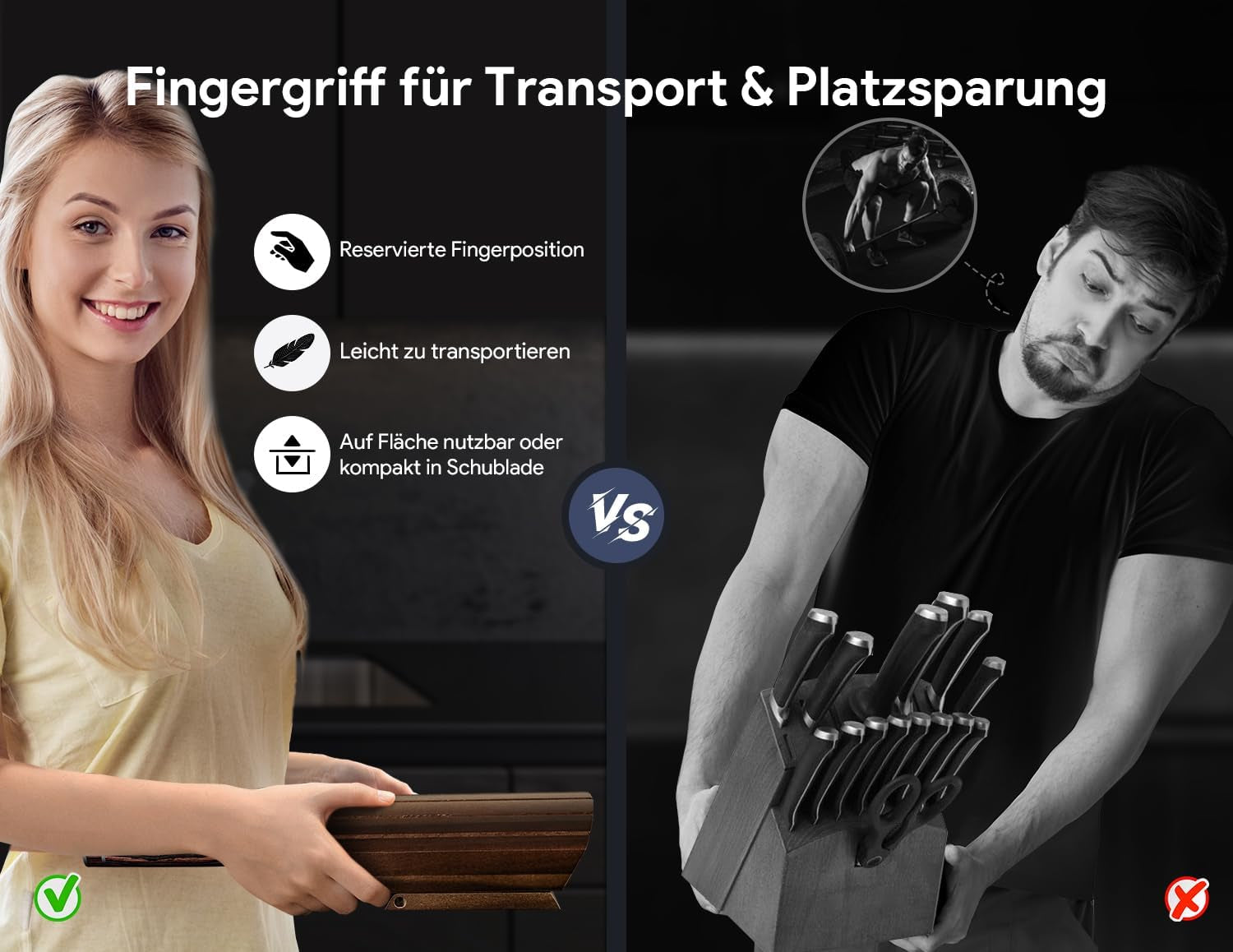 Messerset 7-Teiliges Küchenmesser-Set Im Japanischen Stil Mit Faltbarem Magnetischem Akazienholzblock, Scharfer Karbonstahl Für Die Küche Mit Rutschfestem Ergonomischem Griff