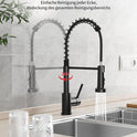 Rainsworth Wasserhahn Küche Schwarz Edelstahl - Zwei Wasserstrahlarten Hochdruck Herausziehbare Küchenarmatur Mit Brause Ausziehbar, Spültischarmatur 360° Drehung Geeignet Für Küchen