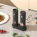 CIRCLE JOY Salz Und Pfeffermühlen Elektrische 2Er Set Batteriebetriebenen Gewürzmühle Mit Basis, Weißem Led-Licht Und Einstellbarer Grobheit, Schwarz
