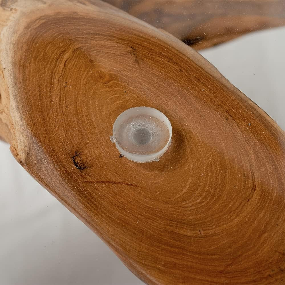 Teak Couchtisch ZONAS 80Cm Natural Massivholz Wohnzimmertisch Mit Glasplatte Wurzelholz