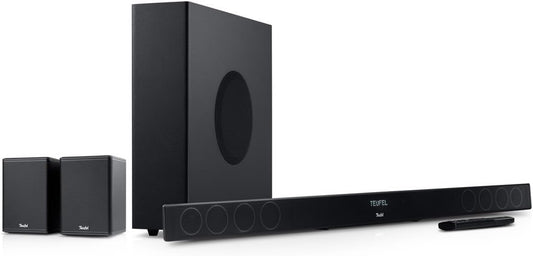 Teufel CINEBAR 11 4.1 Mk4 - Dolby Atmos Soundbar Mit Kabellosem Subwoofer & Rücklautsprechern Sound System, Bluetooth Aptx, HDMI CEC, 4K-Pass-Through - Schwarz