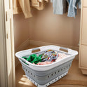 SAMMART 42L Faltbarer Wäschekorb Aus Kunststoff – Faltbarer Pop-Up-Aufbewahrungsbehälter/Organizer – Tragbarer Wäschekorb – Platzsparender (1, Weiß/Grau)