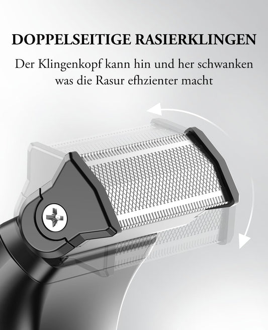 Intimrasierer Mann, Kensen 2 in 1 Rasierer Herren Intimbereich Wasserdicht Körperrasierer Herren Typ-C Bodygroom Herren Nass Trocken Intim Rasierer Männer Beine Brust Achselhöhle Leiste Aufsteckkämme