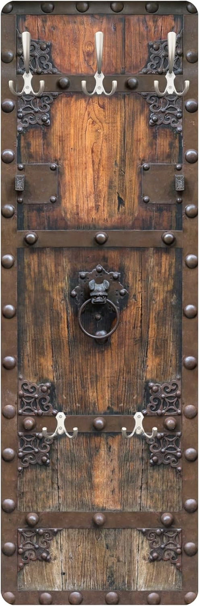 Bilderwelten Garderobe Vintage 105Cm X 34Cm 3D-Optik Historische Holztür Garderobenhaken Garderobenpaneel Flurgarderobe Flur-Möbel Wandgarderobe Holz