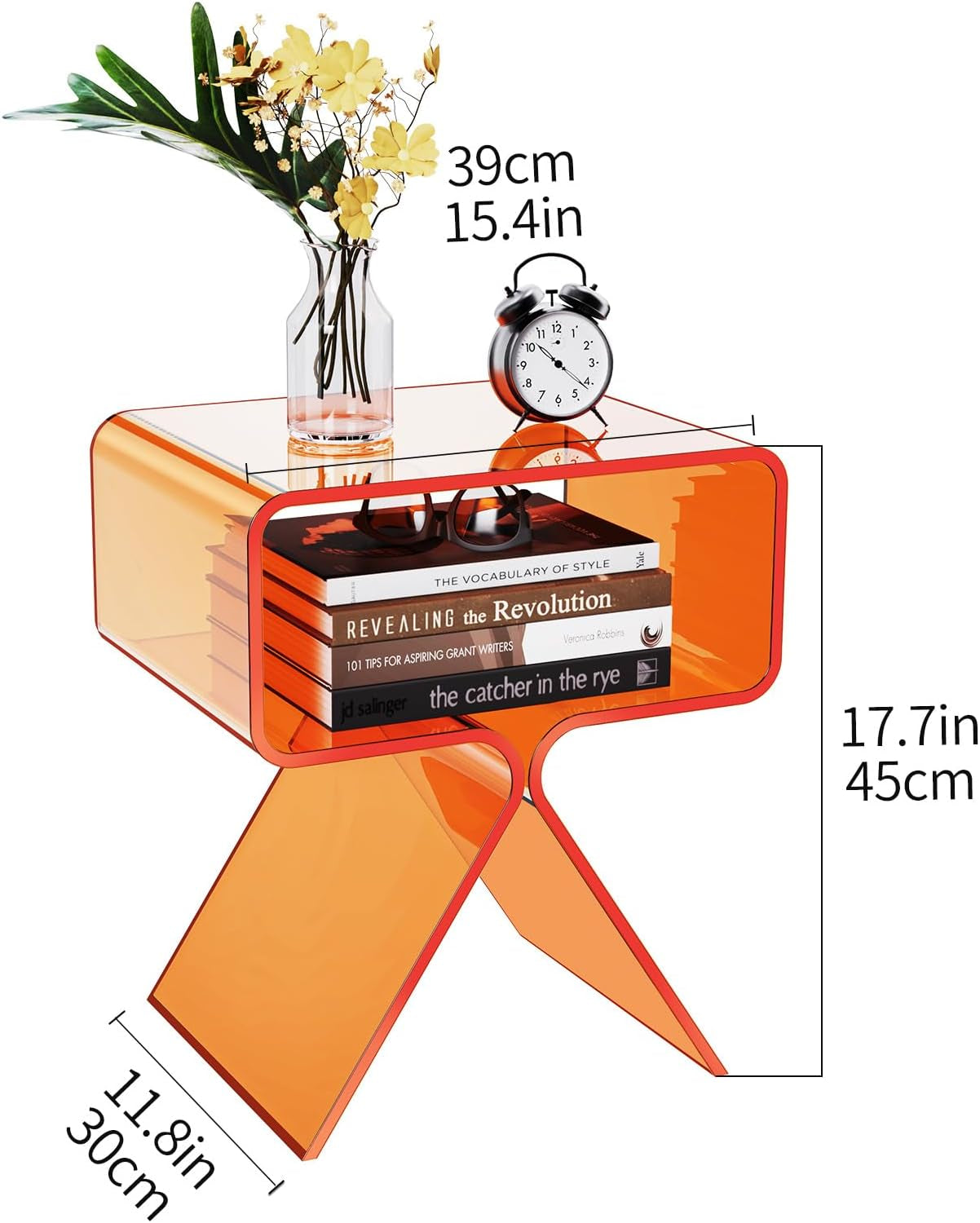 Acryl Nachttisch Beistelltisch, Modernes Design Clear Home Decor Display Endtisch (Orange)