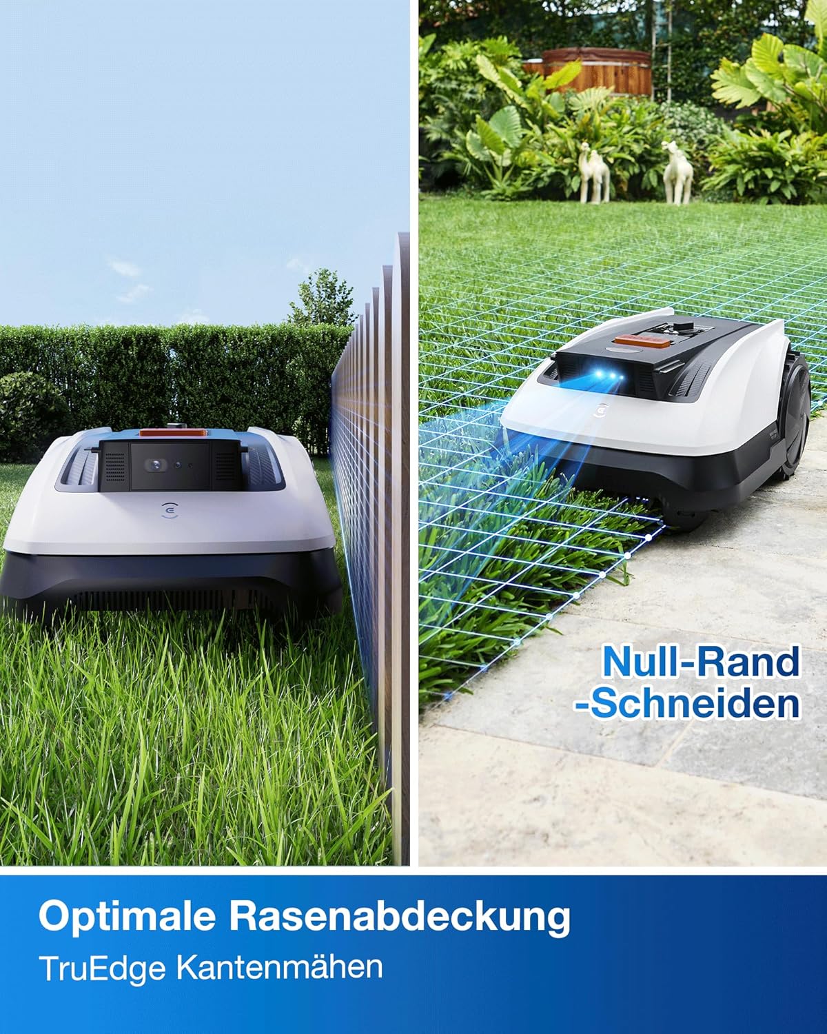 ECOVACS Goat O800 RTK Mähroboter Ohne Begrenzungskabel, 800M², Lidar-Gestützte Rtk+Vision Navigation, Rasenmäher Roboter, Auto-Kartierung, Passiert 0,7M Engstellen, Präzises Kantenmähen