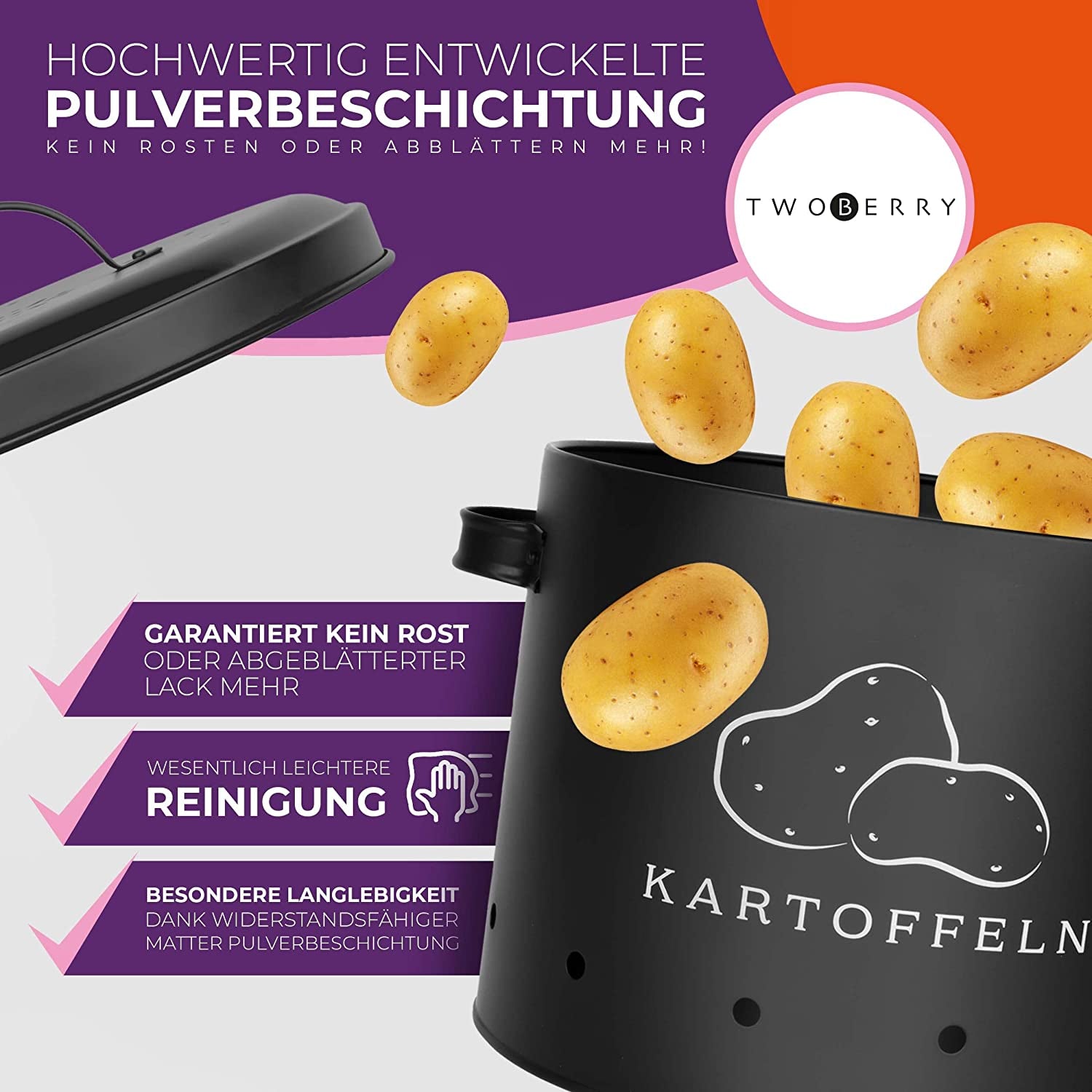 Kartoffel Aufbewahrungsbox [3Er Set] Inkl. Sparschäler- Längere Haltbarkeit Durch 360° Luftzirkulation - Zwiebel Aufbewahrung, Kartoffel Aufbewahrung & Knoblauch Aufbewahrun Küche