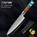 XITUO 1-9Pcs Damascus Chef Knife Razor Sharp Japanese Knife For Kitchen Cuisine Meat Cut Kiritsuke Nakiri Peeling Cooking Knife