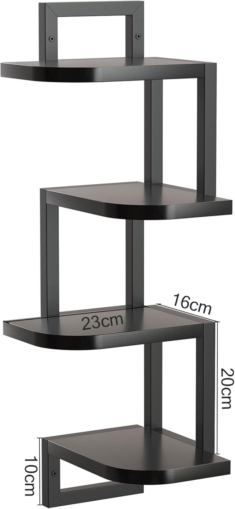 Eckregal Hängend Set Aus 4, Rustikale Holz-Wandaufbewahrung Für Kinderzimmer Bücherregal, Niedliches Eck-Wandregale Aus Holz Für Badezimmer Wohnzimmer Küchendekoration, Schwarz