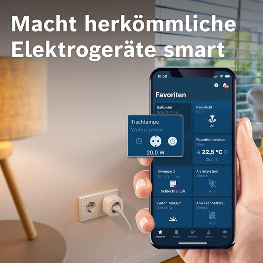 Bosch Smart Home Zwischenstecker Kompakt [+M], Smarte WLAN Steckdose, App Steuerbar Mit Energiesparfunktion, Flexible Nutzung Im Bosch Smart Home System Oder Herstellerübergreifend in Matter Systemen