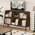 YOSHOOT Bücherregal, Offenes Bücherregal Aus Holz Mit Metallbeinen, Würfelförmiges Lagerregal Mit 2 Ebenen, Vitrine Mit 6 Offenen Fächern Für Wohnzimmer, Büro, 117X36.5X78.5 Cm (Rustikales Braun)