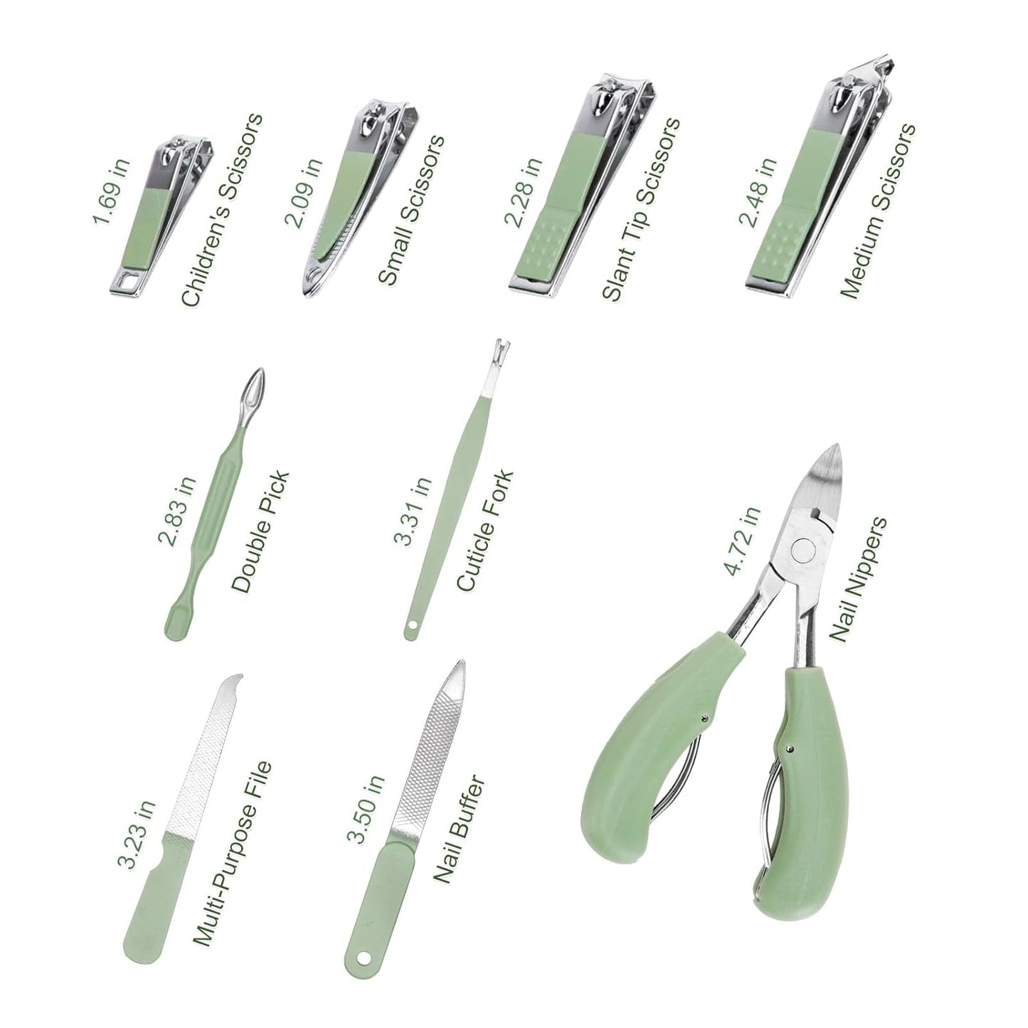 Madenia Nagelknipser Set Professionelle: 35 in 1 Tragbaren Maniküre Pediküre Set Für Zuhause & Reisen, Edelstahl Nagelknipser Beauty Nagelpflege Werkzeuge Kit Für Männer Und Frauen (Grün)