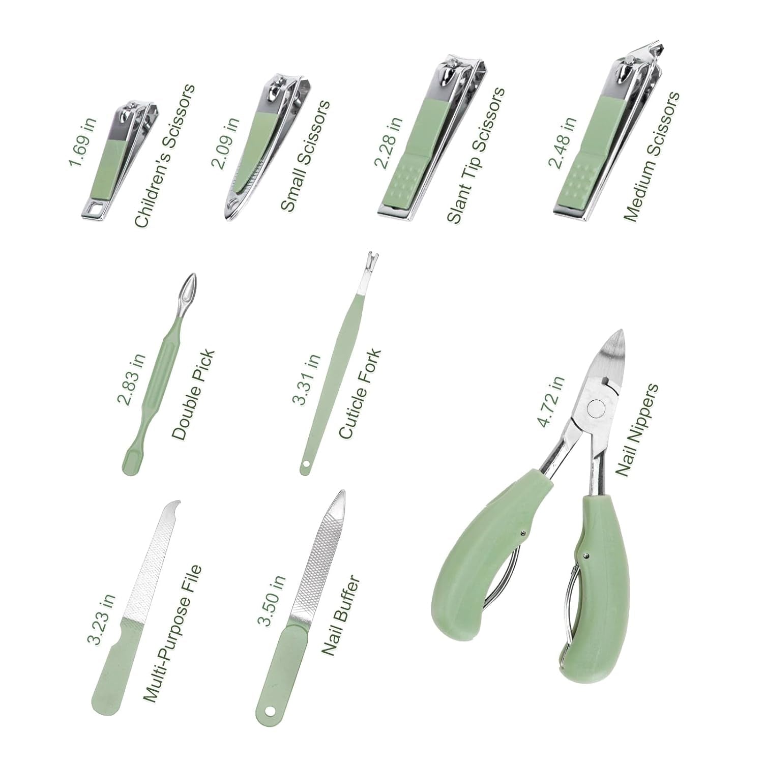 Madenia Nagelknipser Set Professionelle: 35 in 1 Tragbaren Maniküre Pediküre Set Für Zuhause & Reisen, Edelstahl Nagelknipser Beauty Nagelpflege Werkzeuge Kit Für Männer Und Frauen (Grün)