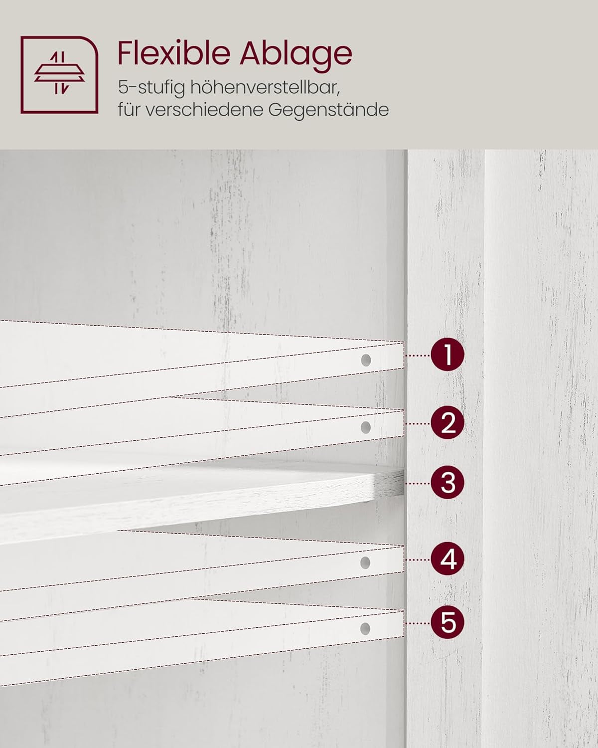 VASAGLE Küchenschrank, Sideboard Mit Schubladen, Aufbewahrungsschrank Mit Türen, Verstellbare Ablage, Landhausstil, Für Wohnzimmer Küche, 40 X 80 X 80 Cm, Vintageweiß-Honigbraun BBK341W01