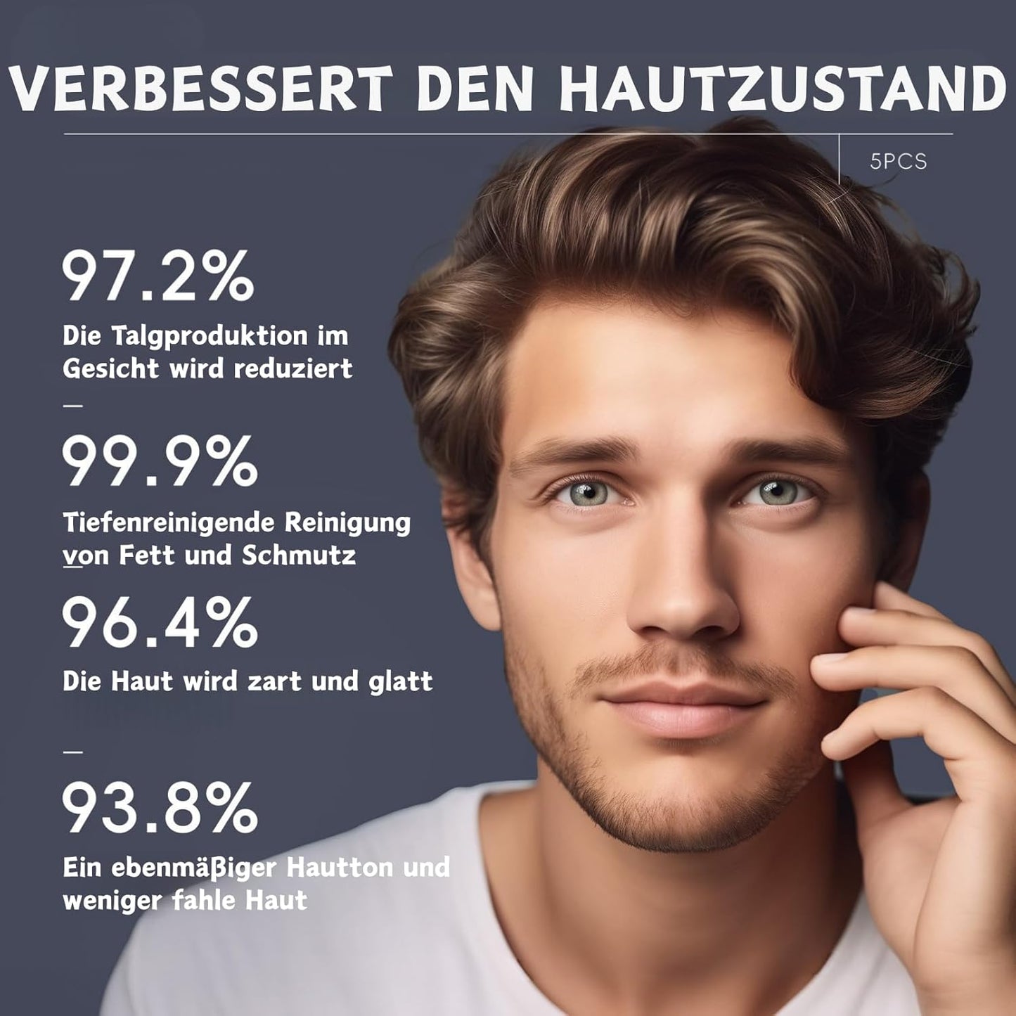 5-Teiliges Gesichtspflege Männer Set, Pflegeset Männer Mit Gesichtsreiniger,Peeling,Augencreme,Tagescreme&Feuchtigkeitscreme, Skincare Set for Glättet&Reduziert Falten, Perfektes Geschenk Für Männer