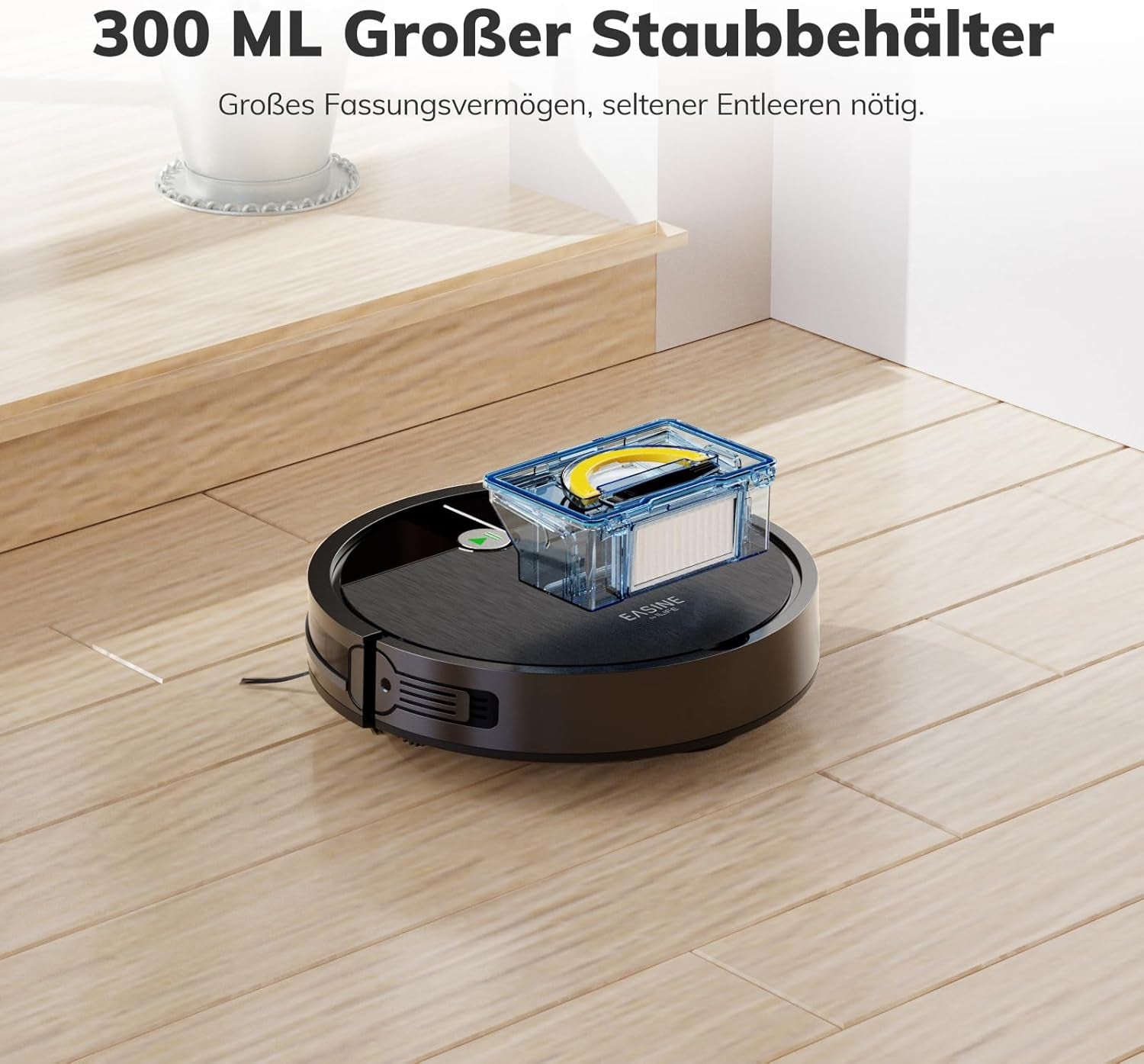 Saugroboter, Bürstenloses Design Staubsauger Roboter, Starkes Saugen, Selbstladend, Fernbedienung, Flach, Leise, Geeignet Für Tierhaare & Hartböden, E3
