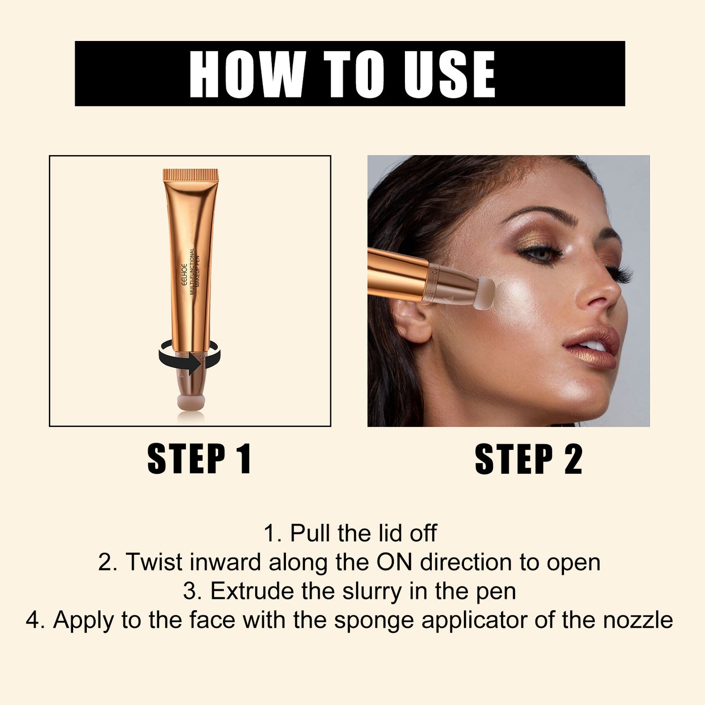 EELHOE Multifunctional Makeup Pen, Face Light Highlight Natural Three-Dimensional Liquid Contour Beauty Stick