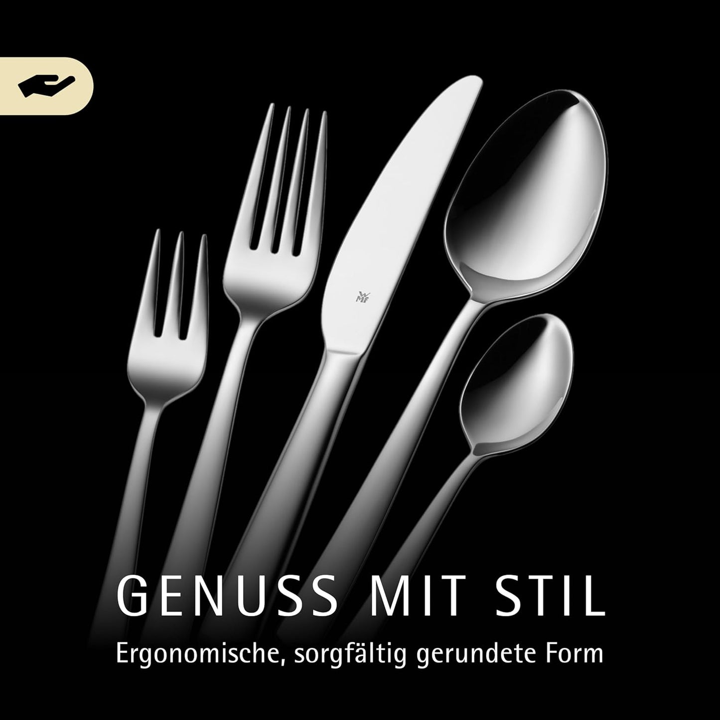 WMF Boston Besteckset 60-Teilig Für 12 Personen – Cromargan Edelstahl 18/10, Poliert Und Rostfrei, Spülmaschinenfest, Monobloc-Messer Mit Langlebiger Schärfe, Elegantes Essbesteck Für Alltag Und Gäste