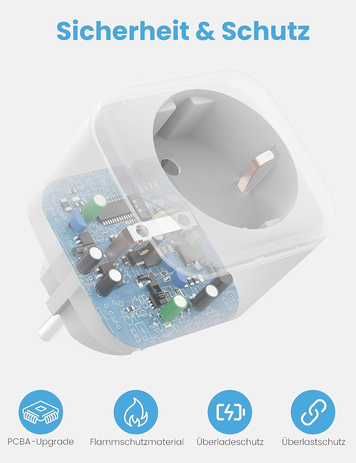 EIGHTREE WLAN Smart Steckdose 2.4Ghz&5Ghz, Smart Home Wifi Steckdose Kompatibel Mit Alexa/Google Home/Smartthings, Stromverbrauch Messen, Zeitplan, APP Fernsteuerung, 16A (4Er Pack)