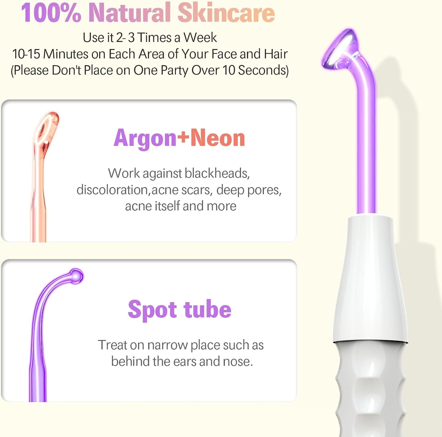 Hochfrequenz Gesichtsmaschine 6 PC, Neongasstäbe Und Argongasstäbe Schönheitsgerät Für Die Hautpflege, Aknebehandlung, Hautstraffung, Faltenreduzierung, Gesichtsreiniger