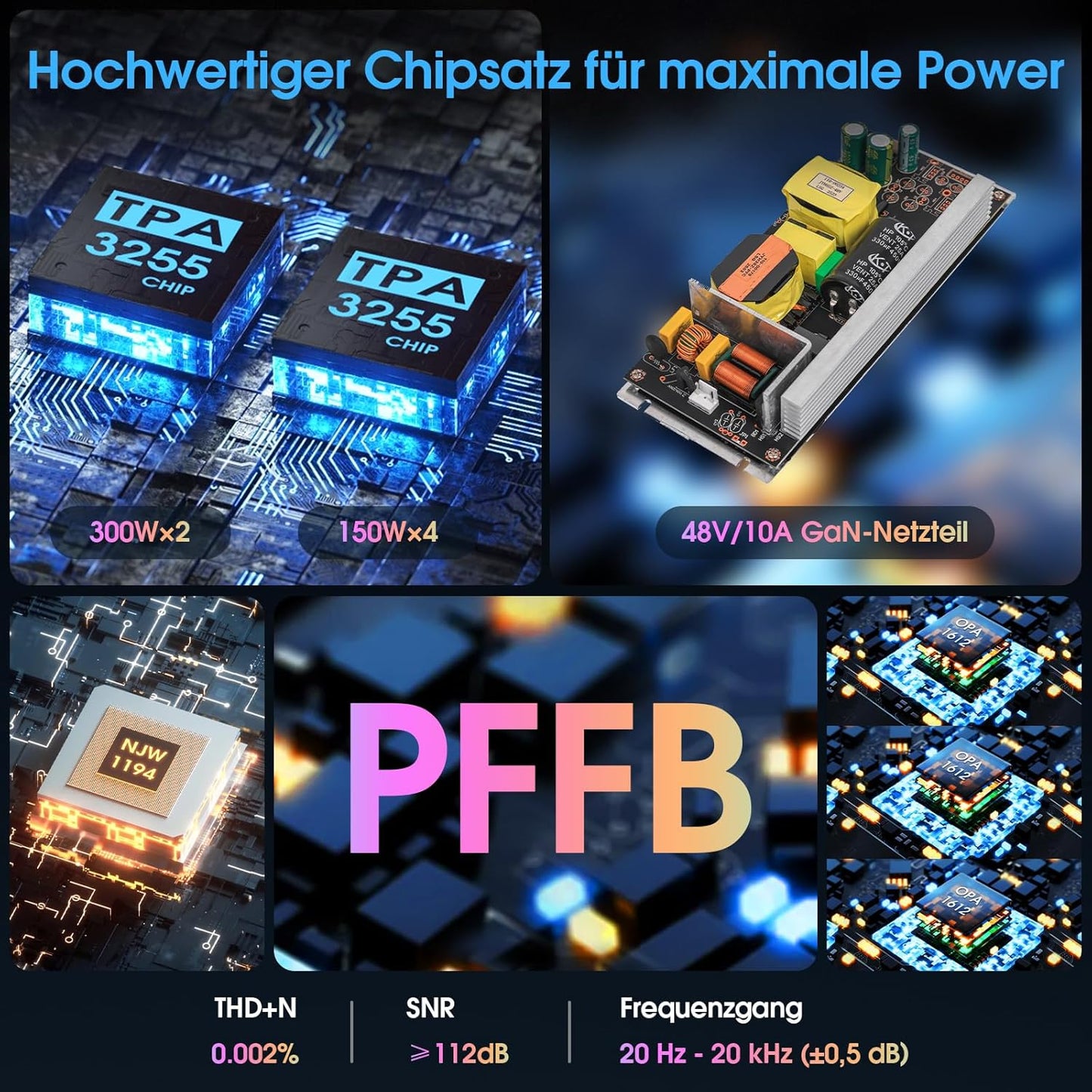 Doukaudio 600W 2/4-Kanal Verstärker: Lautsprecherwähler | Digitalverstärker Für Eversolo DMP-A6 Mit Symmetrische Xlr-Cinch-Eingänge | Tonumgehung | Vu-Meter | Fernbedienung Für Heimkino-Lautsprecher