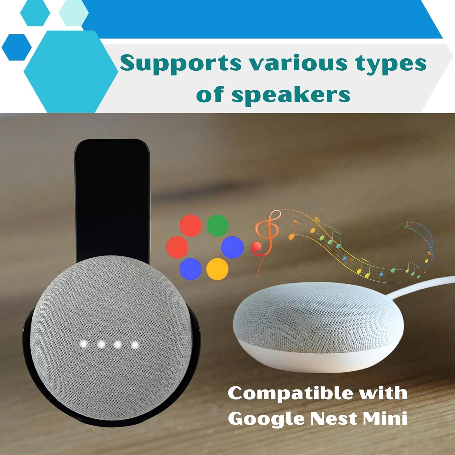 Sintron Lautsprecher Wandhalterung Für Echᴏ Pop, Platzsparend Halterung, Keine Bohren Erforderlich, Integriertem Kabelmanagement, Für Wohn & Schlafzimmer, Küche, Kompatibel Mit Google Nest (Schwarz)