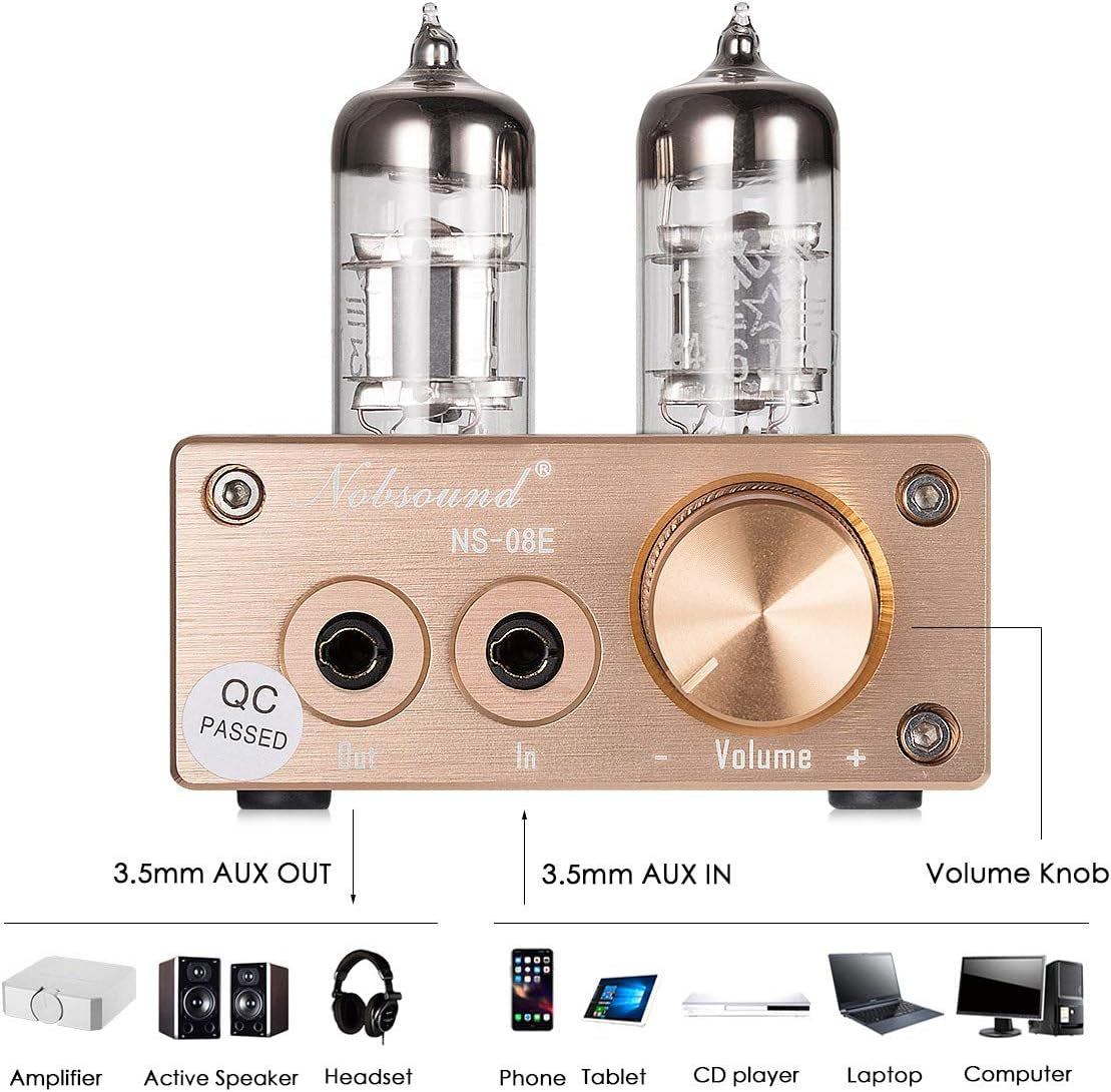 Nobsound NS-08E Kopfhörerverstärker Mit Röhren, Hifi Mini Valve Tube Headphone Amplifier Stereo Amp Audio