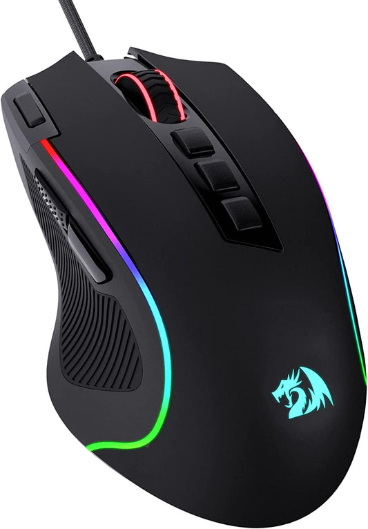 Redragon M612 Predator RGB Gaming Maus, 8000 DPI Kabelgebundene Optische Maus Mit 11 Programmierbaren Tasten & 5 Hintergrundbeleuchtungsmodi, Software Unterstützt DIY Keybinds Rapid