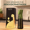 FLAIROSOL OLIVIA 200Ml Glas-Ölsprüher - Kontinuierliche Ölsprühtechnik Mit Portionskontrolle - Vielseitiger Ölzerstäuber Zum Kochen, Salat, Grillen, Backen Und Für Weitere Szenarien (Grün)