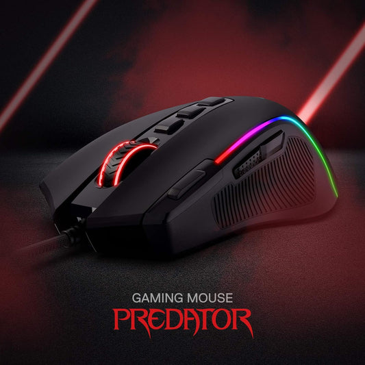 Redragon M612 Predator RGB Gaming Maus, 8000 DPI Kabelgebundene Optische Maus Mit 11 Programmierbaren Tasten & 5 Hintergrundbeleuchtungsmodi, Software Unterstützt DIY Keybinds Rapid