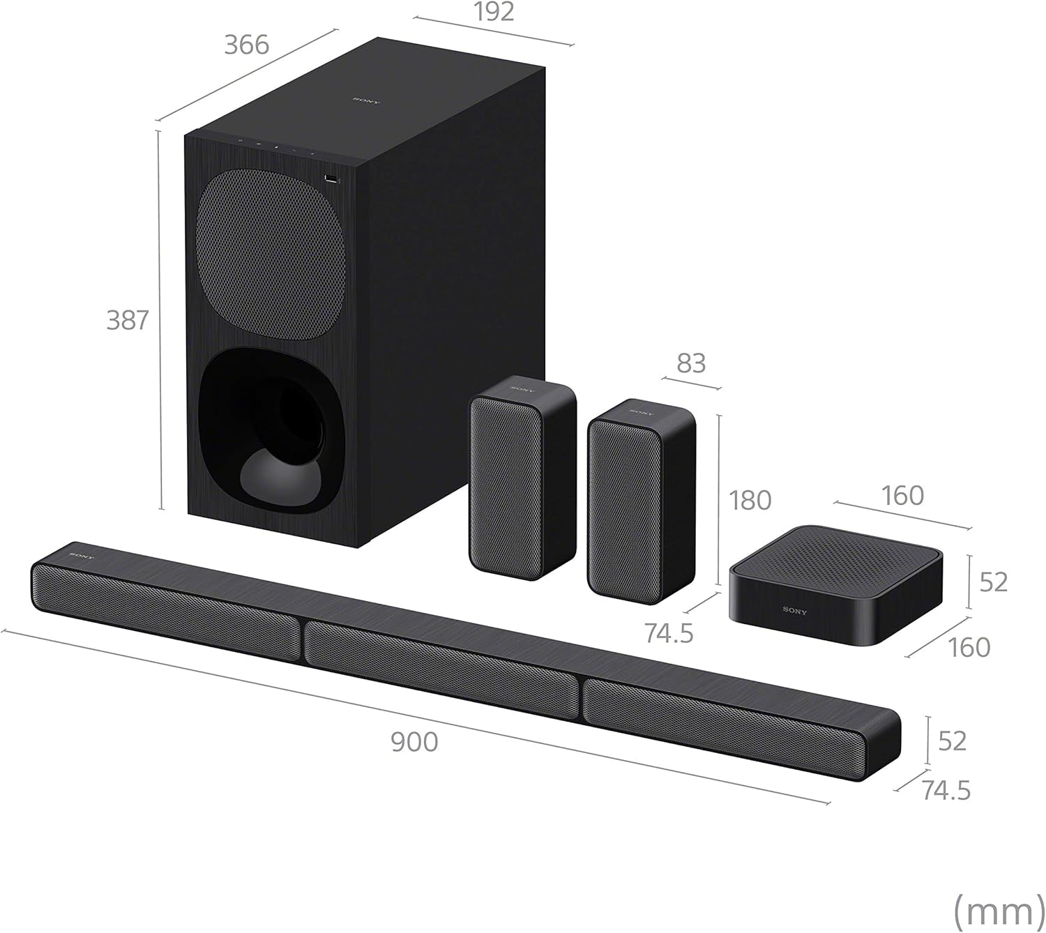 Sony HT-S40R 5.1Ch 600W Soundbar Für TV Mit Subwoofer Und Kabellosem Rear Speaker Mit Bluetooth