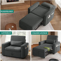 YITAHOME Schlafsessel Mit Bettfunktion 192×88, 3-In-1 Ausziehbares Schlafsofa, Verstellbares Einzelsessel Mit Kissen Und Seitentasche, Sofa Mit Schlaffunktion Für Wohnzimmer Wohnung, Dunkelgrau