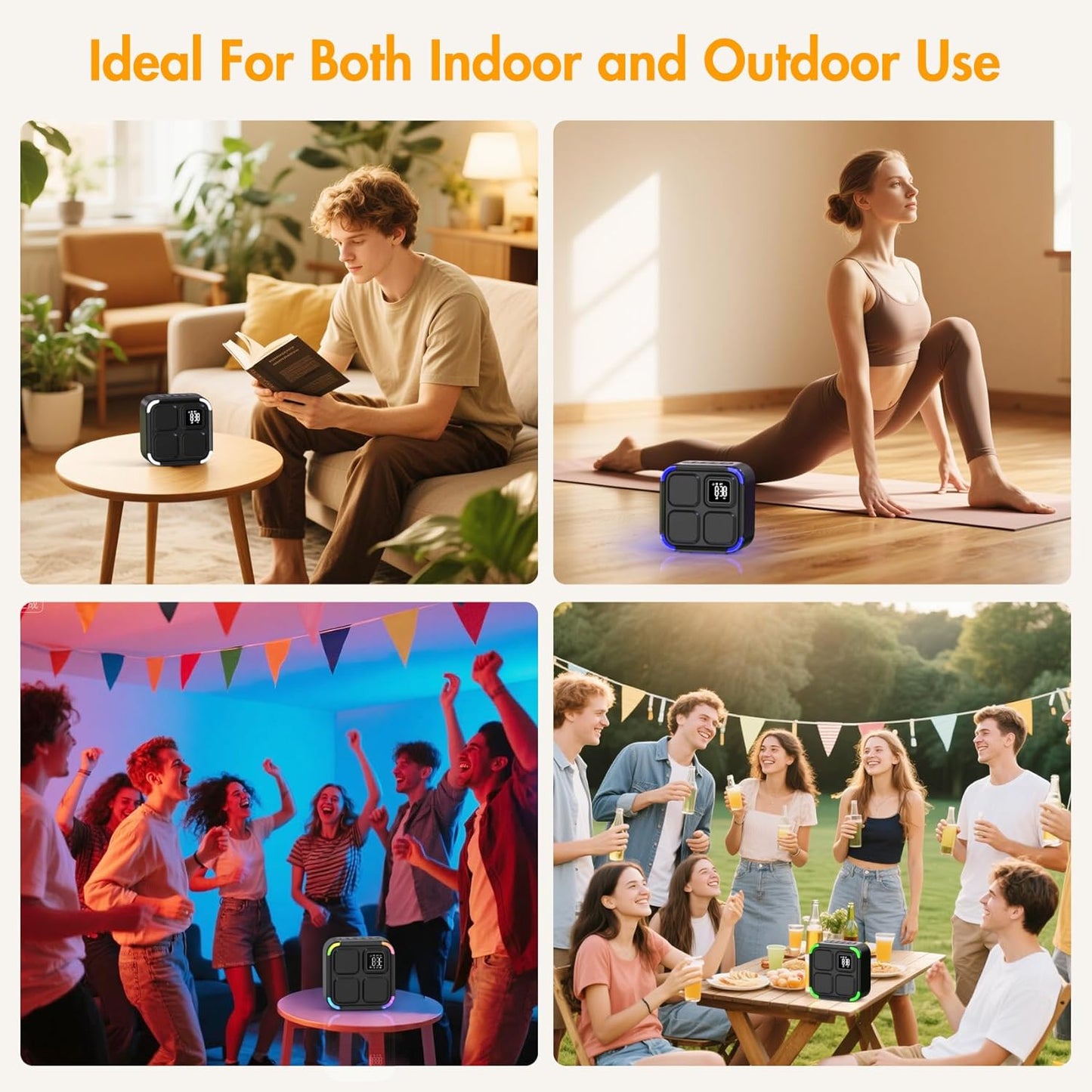 Bluetooth Lautsprecher Mit Wecker 30 Natural Sounds | 5-In-1: Nachtlicht, Tischuhr, Schlaf Timer, LED Lichtshow, Lange Akkulaufzeit, Geschenk Für Frauen Und Männer, Mädchen Und Junge